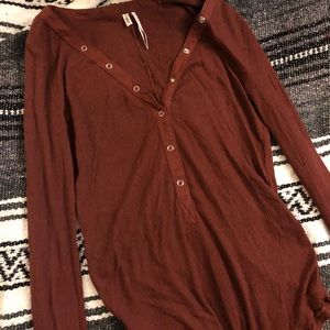 Maroon Henley Long Sleeve